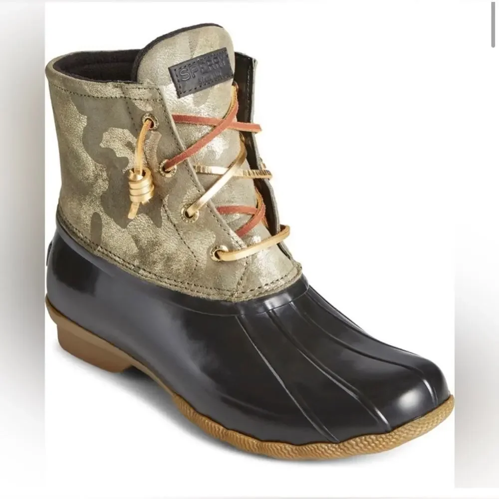 Sperry Top-Sider Saltwater WMNS Duck Metallic Olive Camo Boot STS86694.